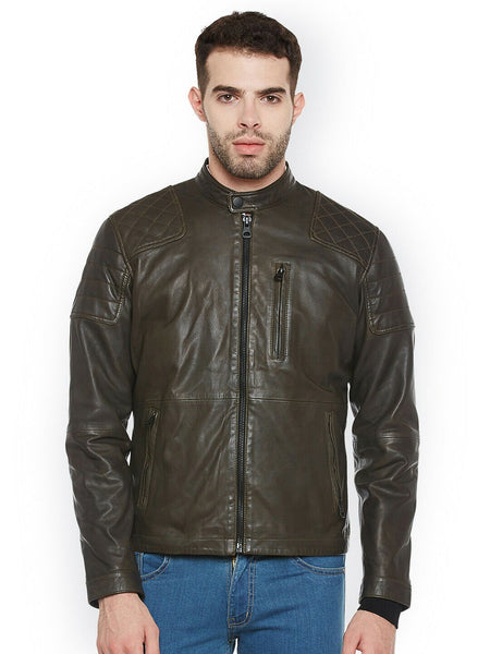 NOORA New Lambskin Leather Black Jacket Biker Modern Stylesh Jacket QD467 - Noora International