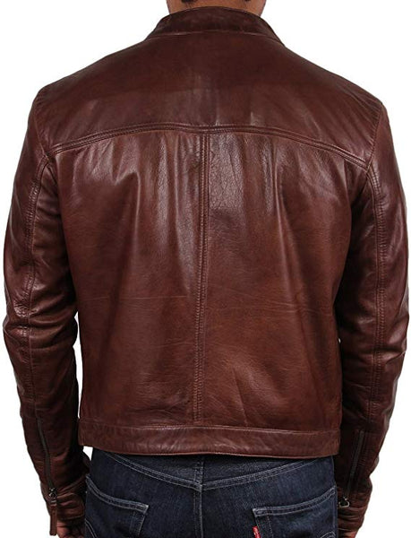 Noora New Lambskin Men Dark Brown Leather Jacket, Biker Jacket | Western Style Leather Jacket YK095 - Noora International