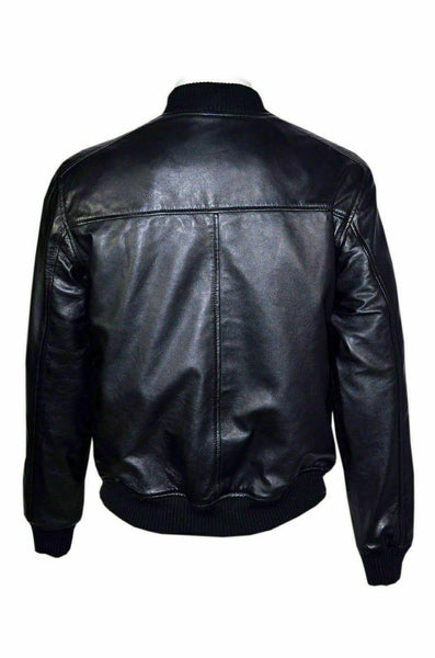 NOORA New Lambskin Mens BLACK Leather Jacket, Classic Shiny Bomber Style Leather Jacket l Biker Jacket YK0102 - Noora International