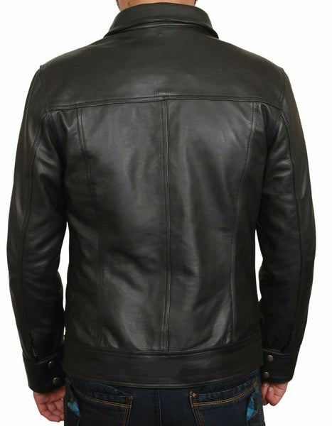 Noora New Lambskin Mens Black Leather Jacket |Genuine Lambskin Leather Jacket Motorcycle Slim Fit Bomber Jacket S31 - Noora International