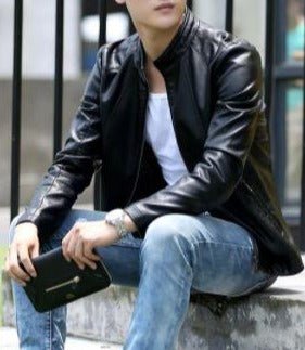 Noora New Lambskin Mens Dark Brown Leather Jacket, Casual Out Wear Biker Jacket, Western Style Jacket YK0245 - Noora International