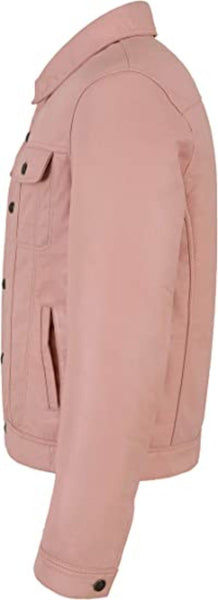 Noora New Lambskin Men's Pink Leather Shirt & Jacket, Motorcycle Slim Fit Biker Jacket, Dashing Style Jacket SN023 - Noora International