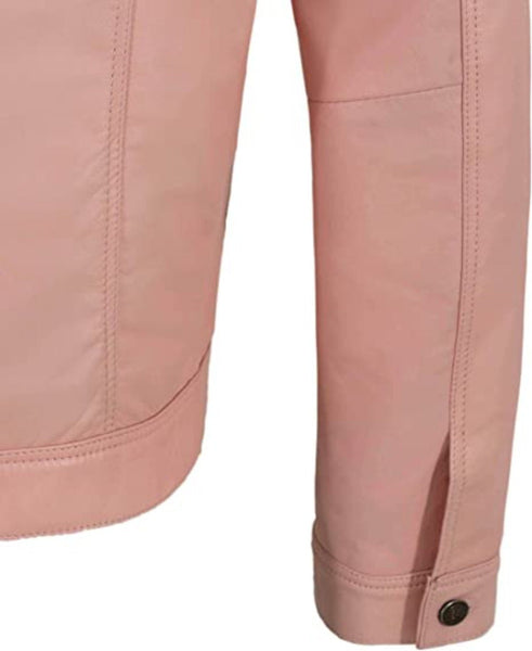 Noora New Lambskin Men's Pink Leather Shirt & Jacket, Motorcycle Slim Fit Biker Jacket, Dashing Style Jacket SN023 - Noora International