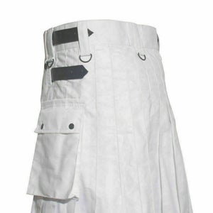NOORA New leather BLACK strap Kilt,White Leather Utility Kilt For Active Man&Women Kilt Wedding Kilts kilted community,scottish kilts-SJ216 - Noora International