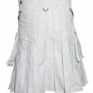 NOORA New leather BLACK strap Kilt,White Leather Utility Kilt For Active Man&Women Kilt Wedding Kilts kilted community,scottish kilts-SJ216 - Noora International