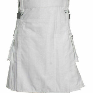 NOORA New leather BLACK strap Kilt,White Leather Utility Kilt For Active Man&Women Kilt Wedding Kilts kilted community,scottish kilts-SJ216 - Noora International