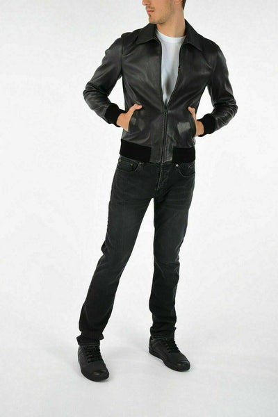 NOORA New Man Black Suede Leather Bomber Jacket ST0160 - Noora International
