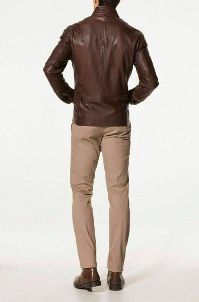 Noora NEW Men Leather Jacket Genuine Lambskin Leather Motorcycle Slim fit WA194 - Noora International