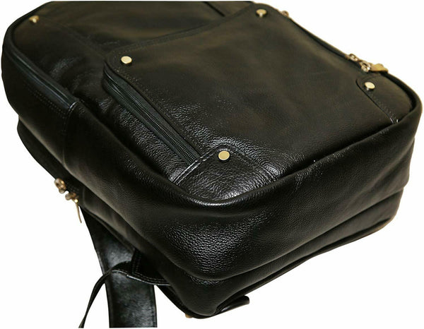 NOORA New Men Women Leather Black Backpack Rucksack Shoulder Fashion Bag,Tutorial Bag KY090 - Noora International