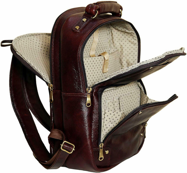 NOORA New Men Women Leather Brown Backpack Rucksack Shoulder Fashion Bag WA254 - Noora International