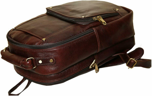 NOORA New Men Women Leather Brown Backpack Rucksack Shoulder Fashion Bag WA254 - Noora International
