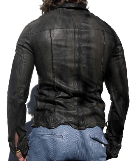 Noora New Men's 100% Lambskin Leather Black Shirt Designer Casual Leather Shirt With Black Button SU412 - Noora International