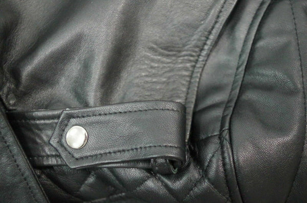 NOORA New Mens Black Leather Jacket, Quilted Designer Shiny Jacket Retro Style Biker Jacket YK0100 - Noora International