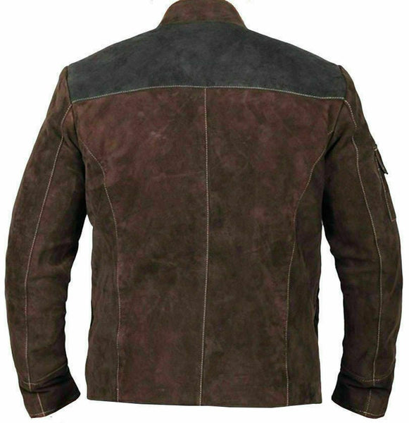 NOORA New Men's Han Solo Story Distressed Brown Biker Suede Leather Jacket NI-44 - Noora International