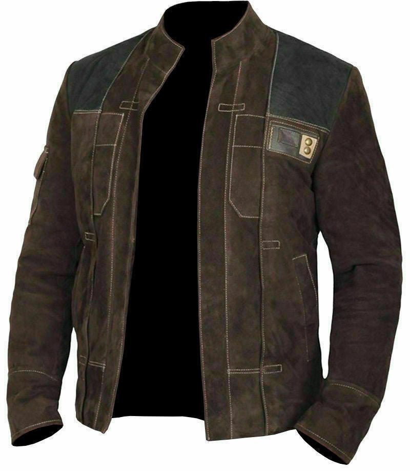 Men's Jacket Inspried By Han Solo Story Distressed Brown Biker Suede Leather Jacket – view 4