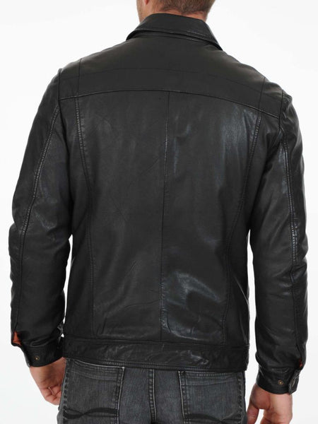 Noora New Men's Lambskin Black Leather Jacket With Zipper & Pocket | Casual Party Wear Jacket | - Noora International