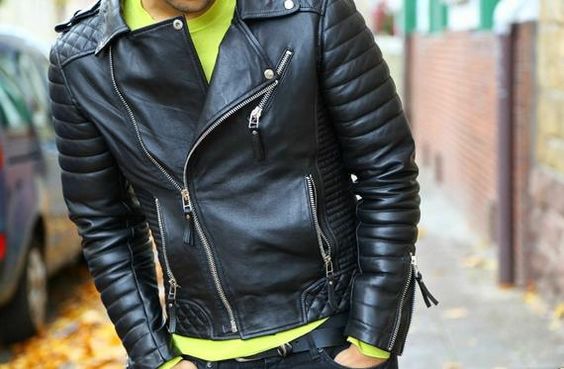 Noora New Men's Lambskin Leather Fridge Bomber Jacket Stylish Motorcycle Biker Black Leather Jacket - Noora International
