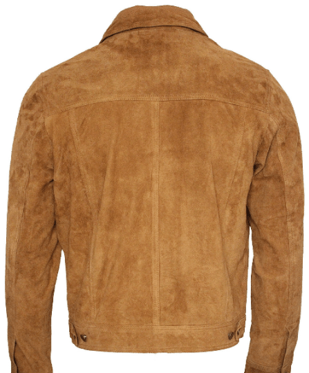 Noora New Mens Lambskin Suede Tan Color Biker Jacket With Button Closure Biker Jacket SU0412 - Noora International