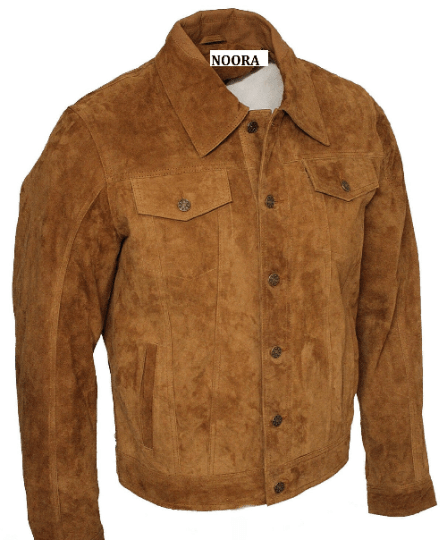 Noora New Mens Lambskin Suede Tan Color Biker Jacket With Button Closure Biker Jacket SU0412 - Noora International