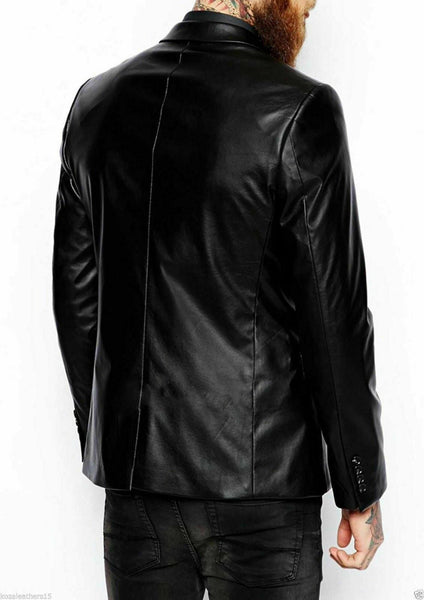 NOORA NEW MENS REAL LAMBSKIN LEATHER BLAZER JACKET TWO BUTTON SLIM FIT COAT NI-3 - Noora International