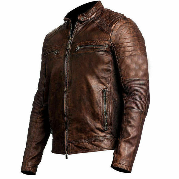 Noora NEW MENS REAL LAMBSKIN LEATHER BLAZER JACKET TWO BUTTON SLIM FIT COAT NI-50 - Noora International
