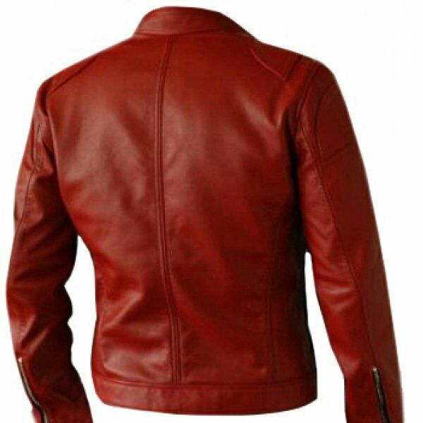 NOORA New Men's Red Lambskin Fridge Leather Jacket - Stylish- Slim - Fit NI-46 - Noora International