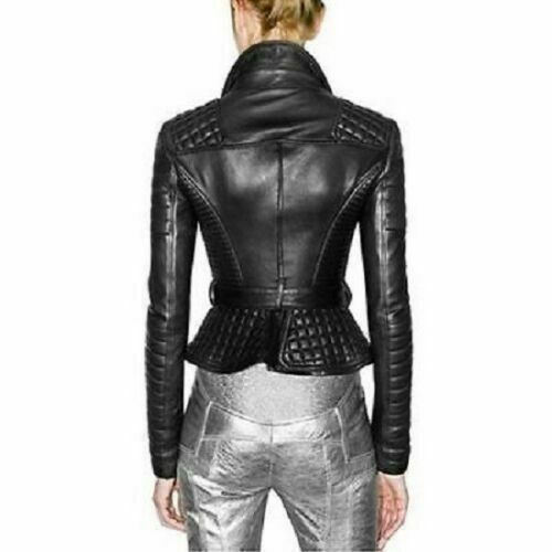 NOORA New Women Genuine Lambskin Leather Biker Bomber Jacket Modern Styles QD172 - Noora International