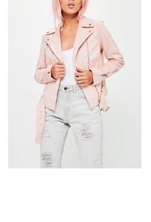 Noora New Women Lambskin Baby Pink Leather Jacket | BIKER JACKET With Zipper Closure | Belted Jacket RT496 - Noora International