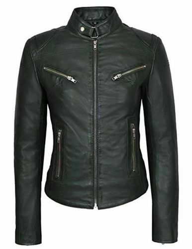 Noora New Women Lambskin Black Leather Jacket Racing Stylish Biker Leather Outwear Jacket L19 - Noora International