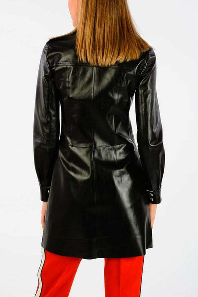 Noora New Women Lambskin Leather Trench Coat Jacket Modern Styles Biker QD106 - Noora International