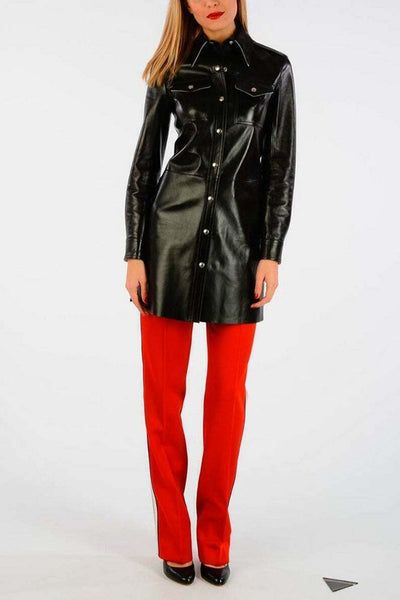 Noora New Women Lambskin Leather Trench Coat Jacket Modern Styles Biker QD106 - Noora International
