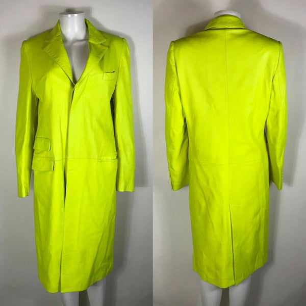 Noora New Women Lambskin Leather Trench Coat Jacket Modern Styles Neon Green SP1 - Noora International