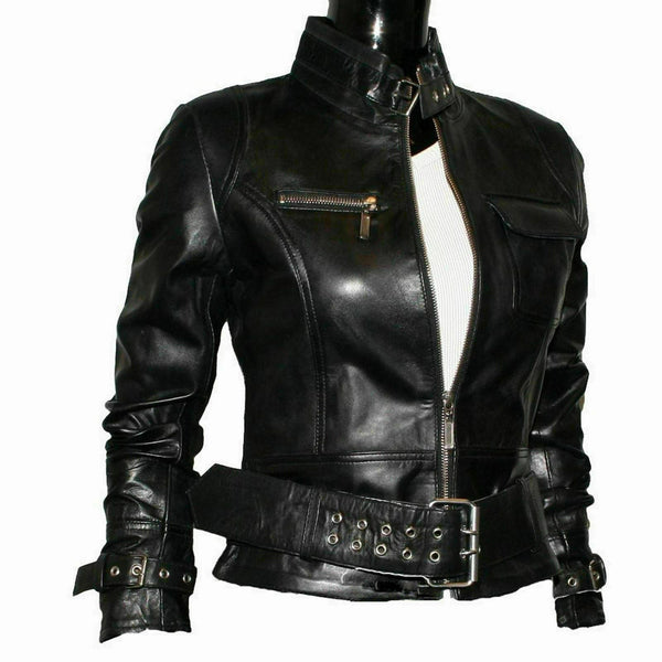 NOORA New Women Real Genuine Leather Jacket Lambskin Biker Styles Modern QD85 - Noora International