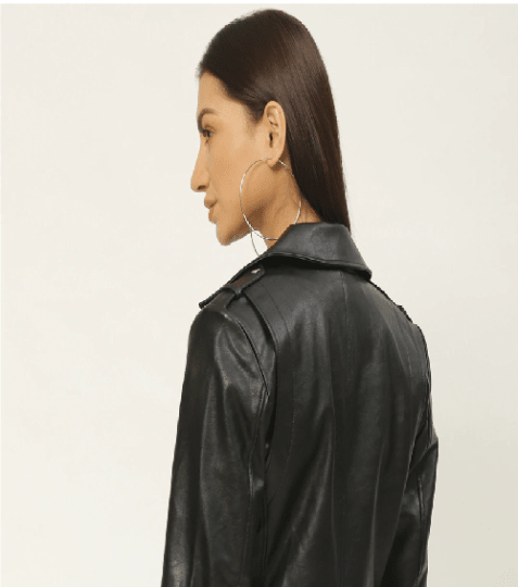Noora New Women's 100% Real Lambskin Leather BLACK BIKER JACKET With Zipper & Pocket YK01 - Noora International