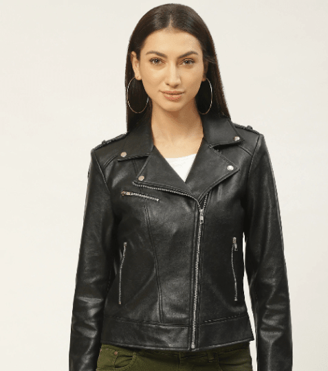 Noora New Women's 100% Real Lambskin Leather BLACK BIKER JACKET With Zipper & Pocket YK01 - Noora International