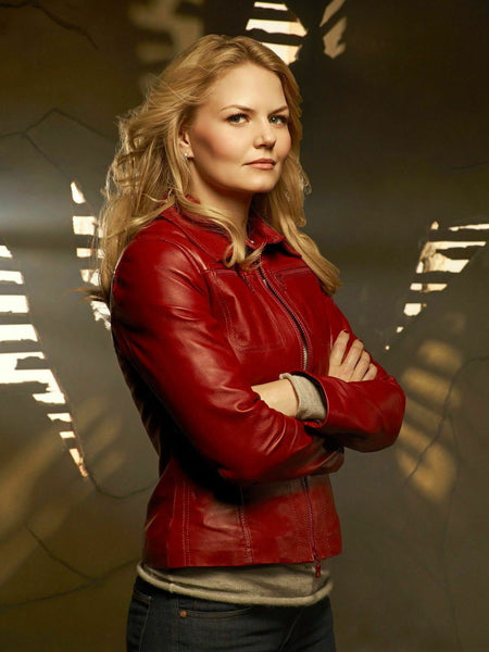 NOORA New Womens EMMA SWAN ONCE UPON A TIME RED SLIM FIT LEATHER JACKET NI-12 - Noora International