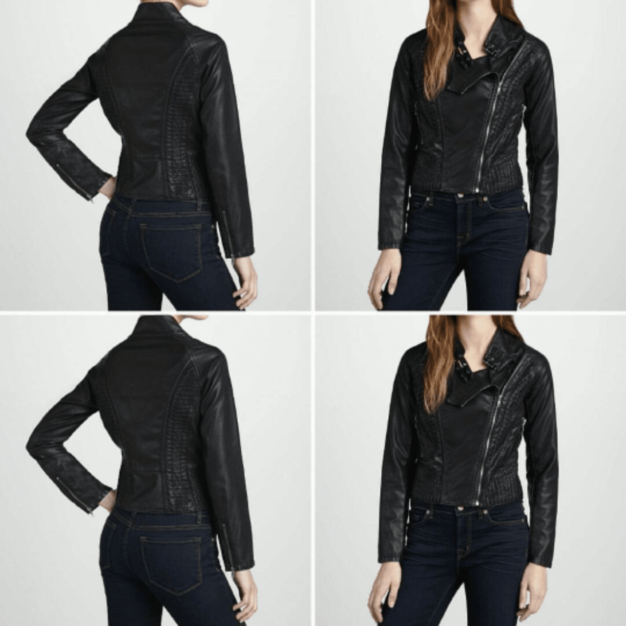 Women's Real Black Lambskin Leather Biker Jacket Quilted Designer Jacket With Zipper