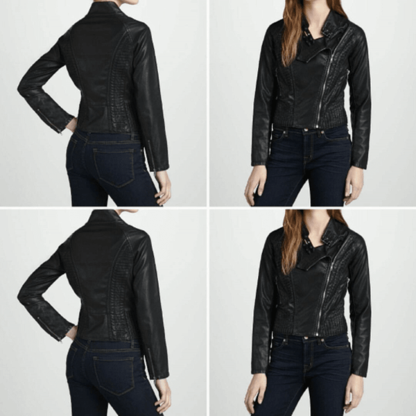 Noora New Women's Genuine BLACK Lambskin Leather BIKER JACKET Quilted Designer Jacket With Zipper YK39 - Noora International