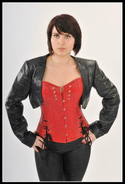 Noora New Womens Genuine Leather Jacket Shrug Cropped Jacket Black Modern QD206 - Noora International