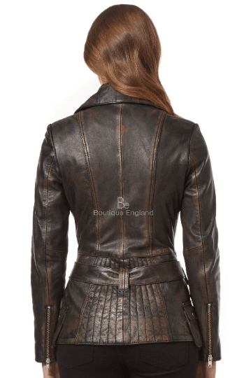 NOORA New Womens Lambskin Black Leather Jacket, Style Jacket, Biker Slim Fit Belted Designer Jacket rt123 - Noora International