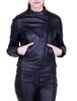 Noora New Womens Lambskin Black Leather Jacket With Quilted Designer Jacket, Trendy Biker Style Jacket YK0253 - Noora International