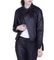 Noora New Womens Lambskin Black Leather Jacket With Quilted Designer Jacket, Trendy Biker Style Jacket YK0253 - Noora International