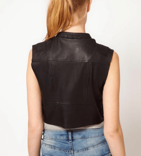 Noora New Womens Lambskin BLACK Leather Vest Coat With Zipper & Pocket | Designer Biker Coat For Girls YK076 - Noora International