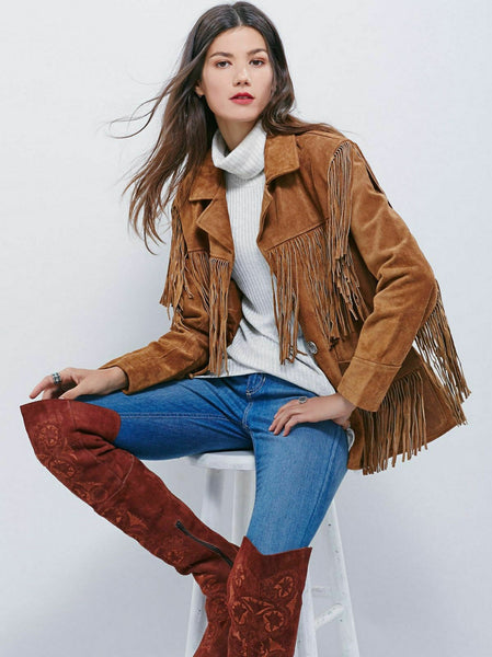 Noora New Women's Lambskin Brown Suede Leather Jacket Racing Stylish Biker Modern Jacket L13 - Noora International