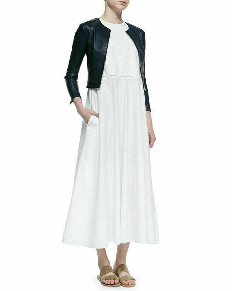 NOORA New Womens Lambskin Leather Cropped Jacket Bolero Shrug Modern Styles QD196 - Noora International