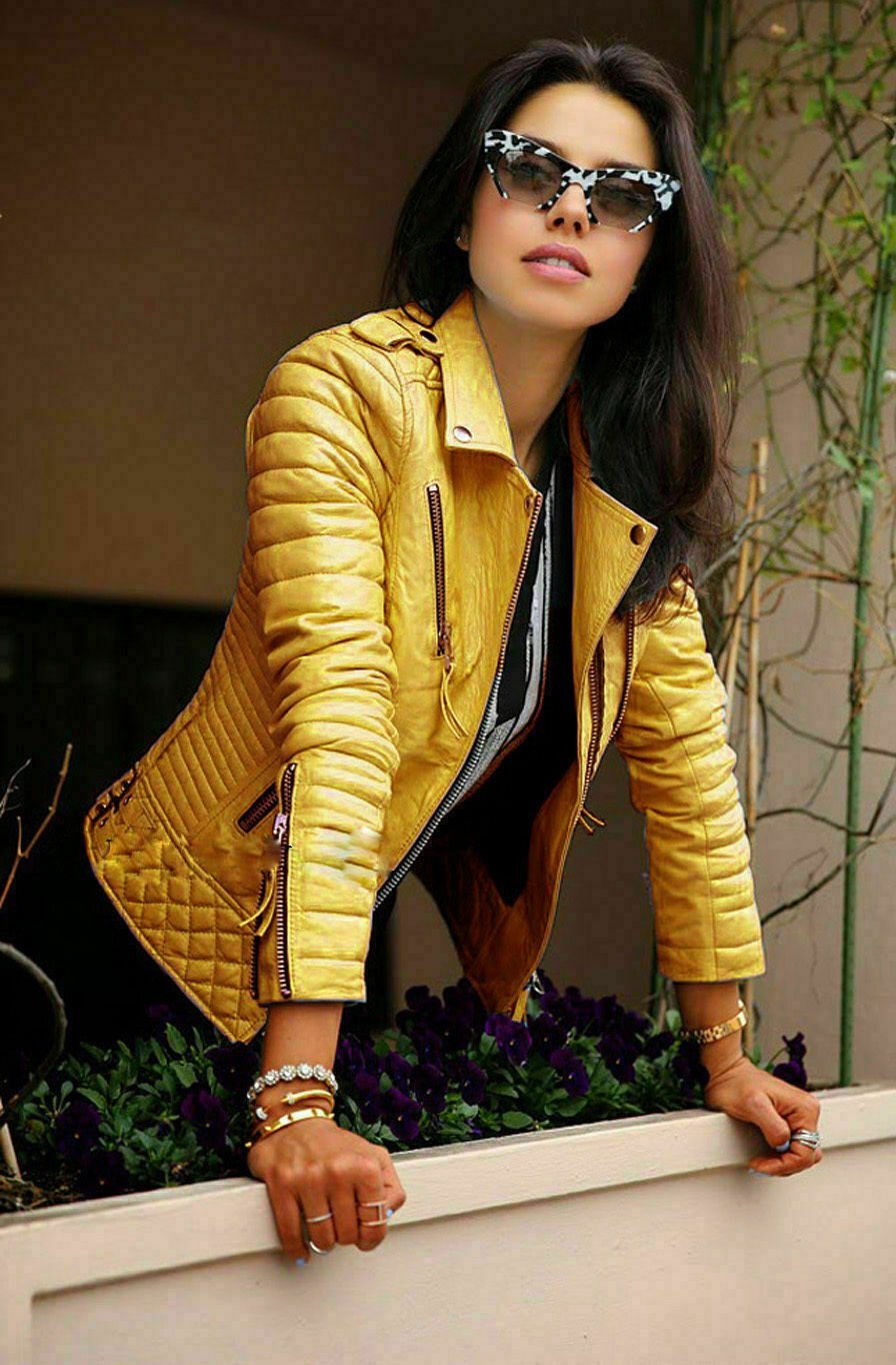 Womens Lambskin Leather Stylish Jacket Bikers Motorcycle Belted – view 2