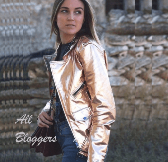 Noora New Women's Lambskin Rose Gold Leather Belted Biker Jacket With Black Zipper & Snap | Shiny Leather Jacket SU852 - Noora International