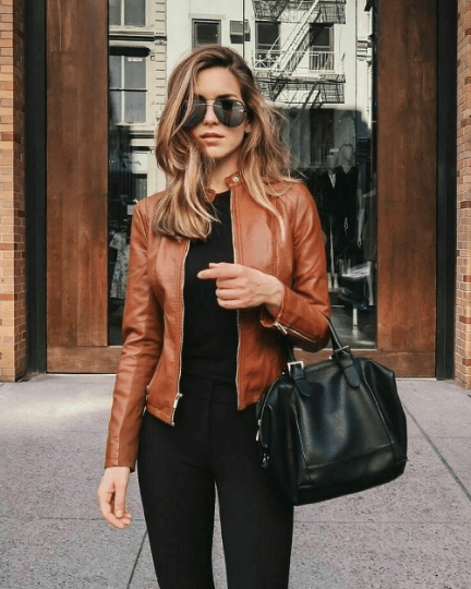 Noora New Women's Tan Color Casual Wear Lambskin Leather Jacket With Long Slevees Zipper Jacket UN20 - Noora International