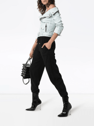 NOORA New Women's White Leather Biker Jacket With Long Slevees, Fade Effected ,Buckle Belt, Zipped Packets & Metal Snaps UN023 - Noora International