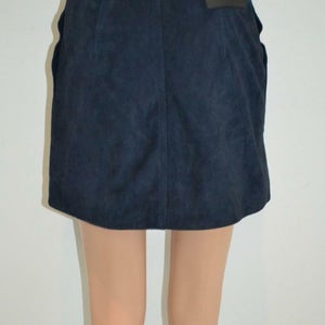 NOORA NWT Navy Blue Suede 'Soggy Skirt' Mini Skirt vintage suede skirt retro skirt suede mini skirt SJ150 - Noora International